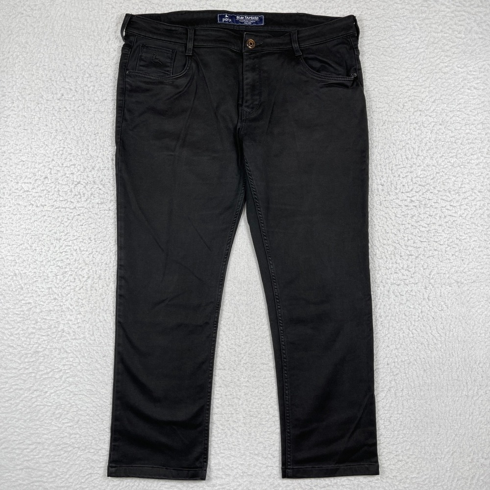 Parx Slim Tapered Jeans Mens 42x28 Black Cotton Stretch Casual Trousers Workwear
